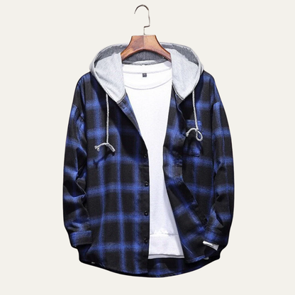 Men’s Hooded Plaid Flannel Shirt