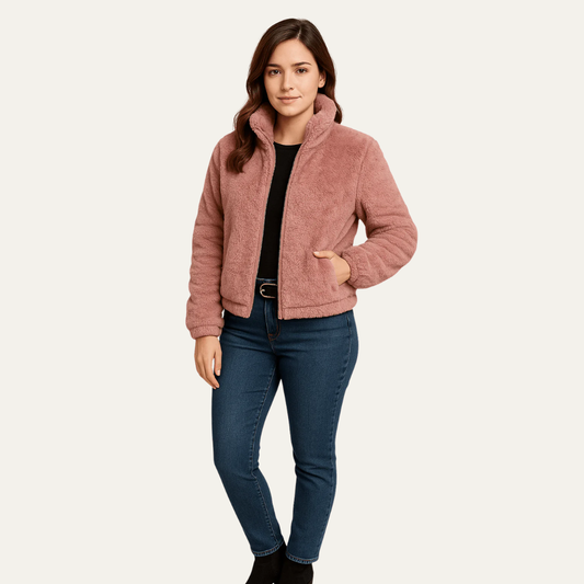 Women’s Plush Cropped Teddy Bomber