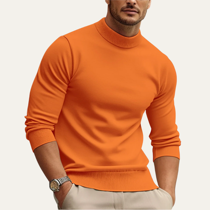Men’s Mock Turtleneck Ribbed Sweater