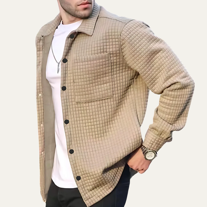 Men’s Quilted Grid Texture Shirt Jacket