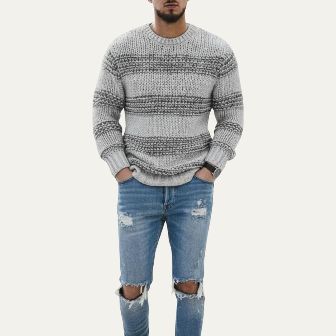 Men’s Chunky Striped Knit Sweater