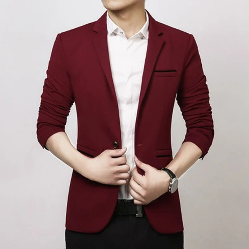 Stylish Men's Slim Fit Single Button Blazer - BritishElegance