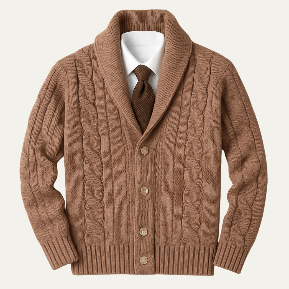 Men’s Cable Knitted Shawl Collar Cardigan