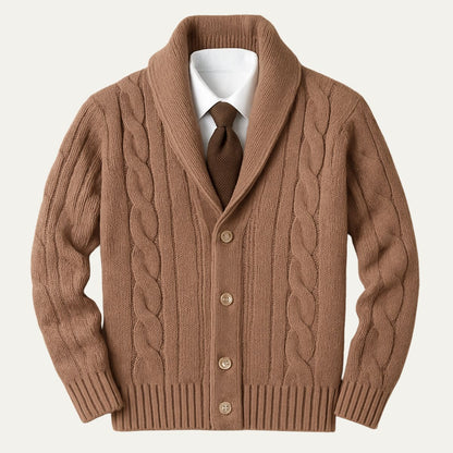 Men’s Cable Knitted Shawl Collar Cardigan