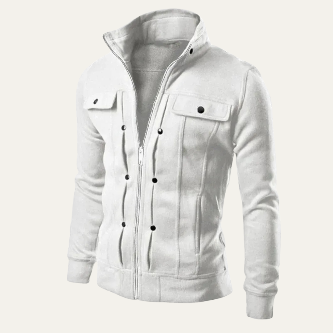 Men’s Modern Fitted High Collar Zip Up Jacket