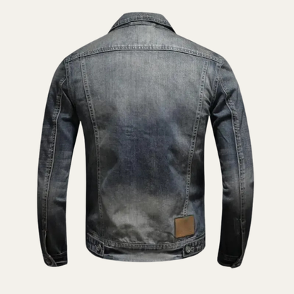 Men’s Full Zip Distressed Denim Jacket