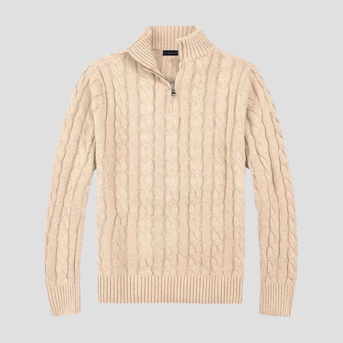 Men's half-zip knitted sweater - Timeless cable knit meets modern sophistication