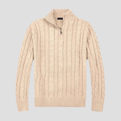 Men's half-zip knitted sweater - Timeless cable knit meets modern sophistication