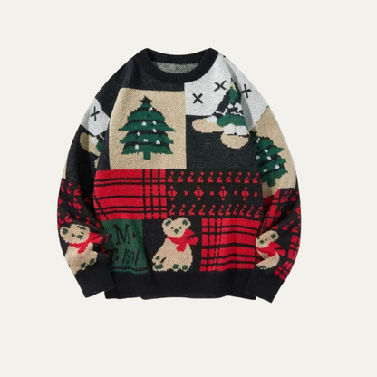Women’s Festive Patchwork Christmas Knit Sweater
