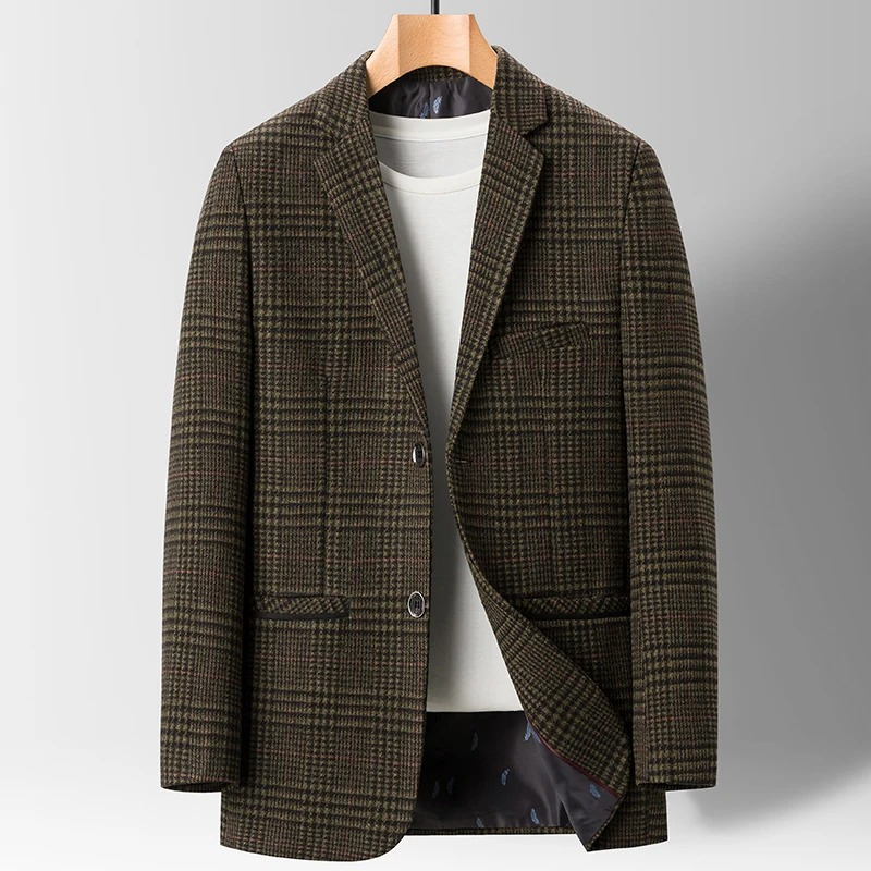 Stylish Mens Slim Fit Checked Blazer - BritishElegance