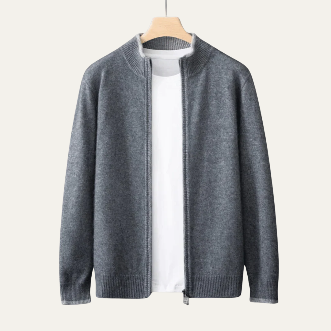 Men’s Modern Collarless Zip Up Cardigan