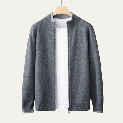 Men’s Modern Collarless Zip Up Cardigan
