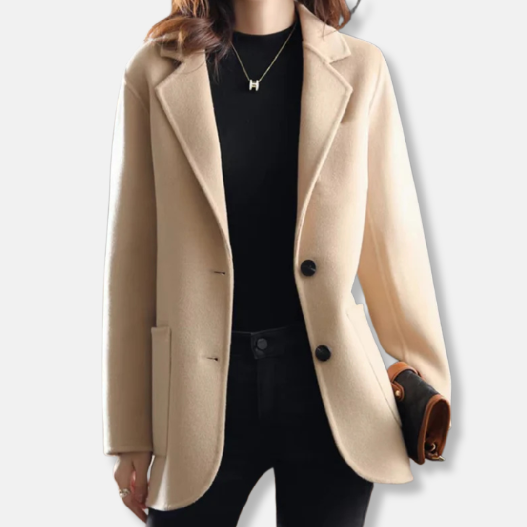 Isla Straight Fit Blazer Coat | Button Front Pockets Blazer Coat