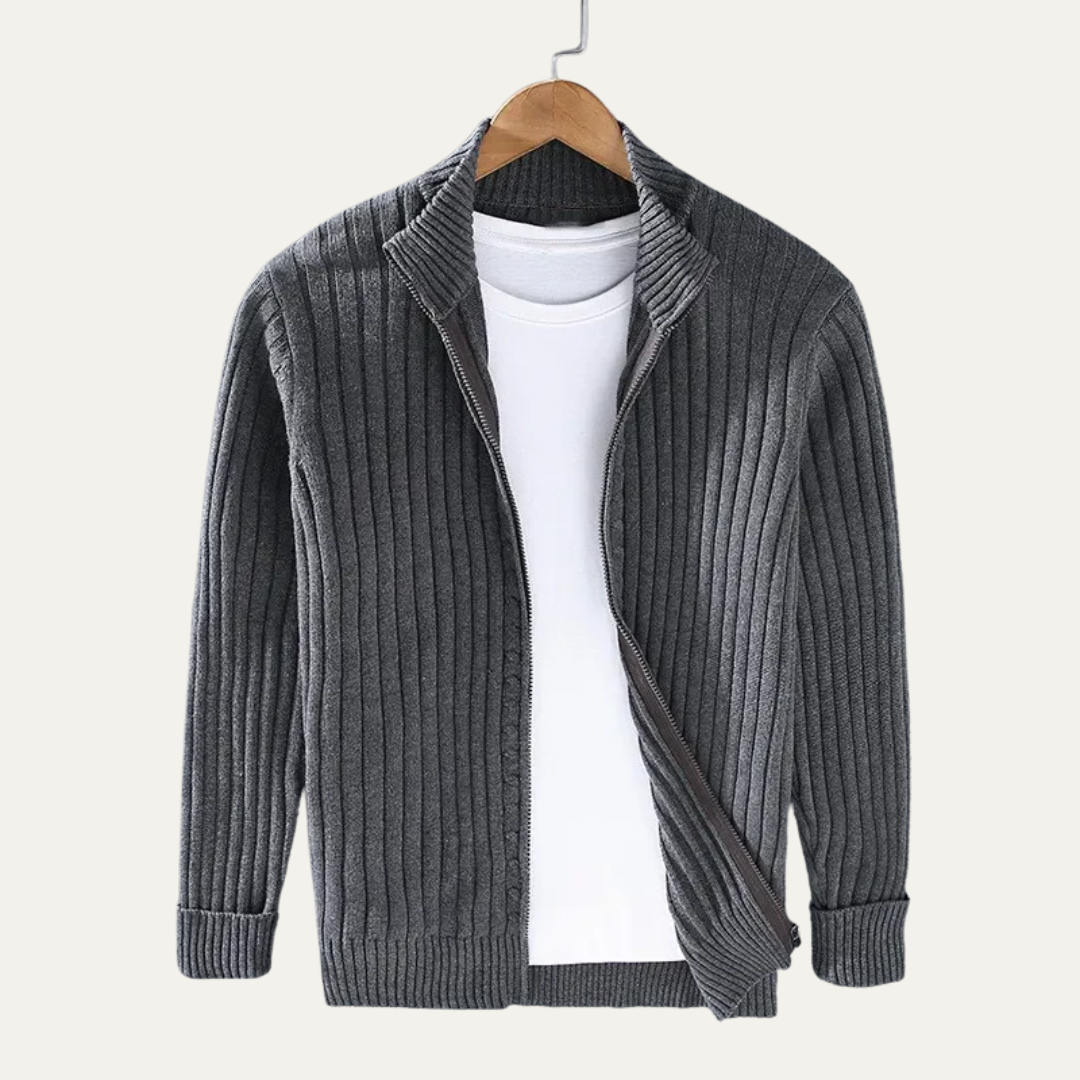 Men’s Wide Ribbed Full Zip Cardigan