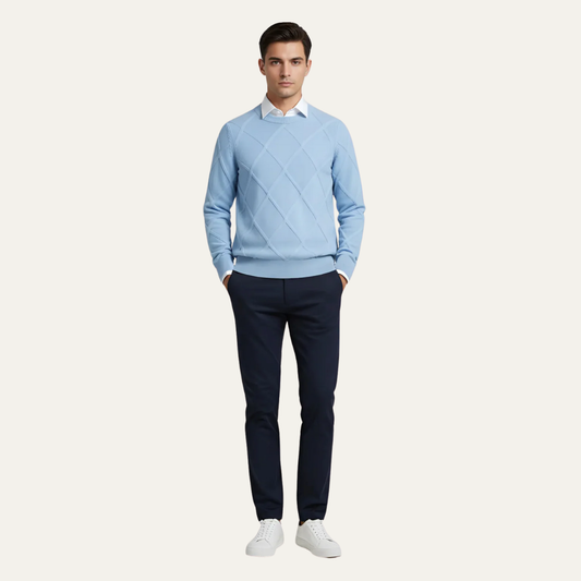 Men’s Diamond Knit Round Neck Sweater