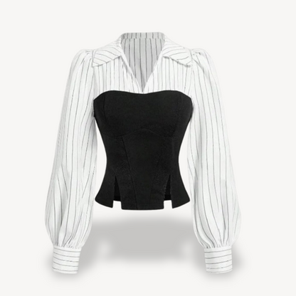 Striped Puff Sleeve Top for Women