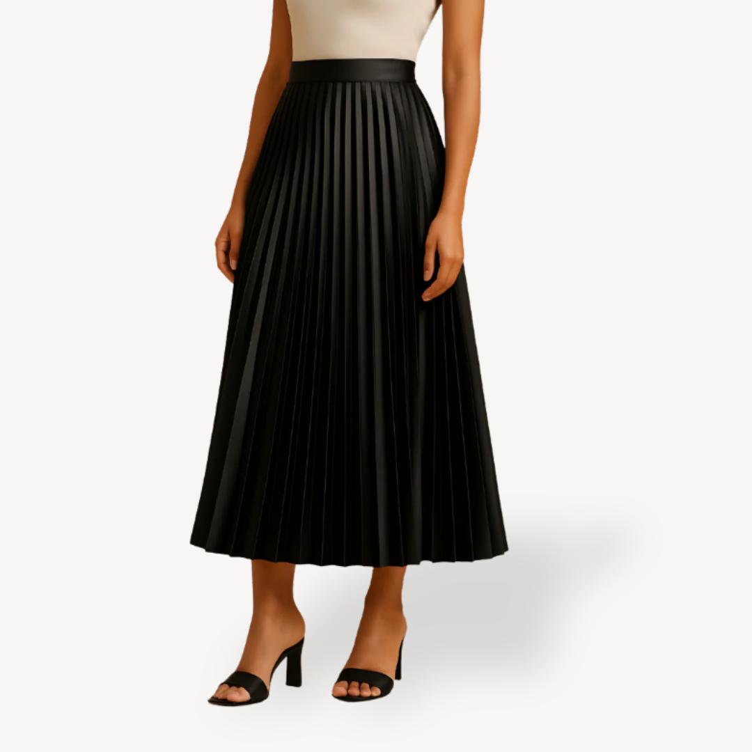 Satin Pleated Midi Skirt for Women