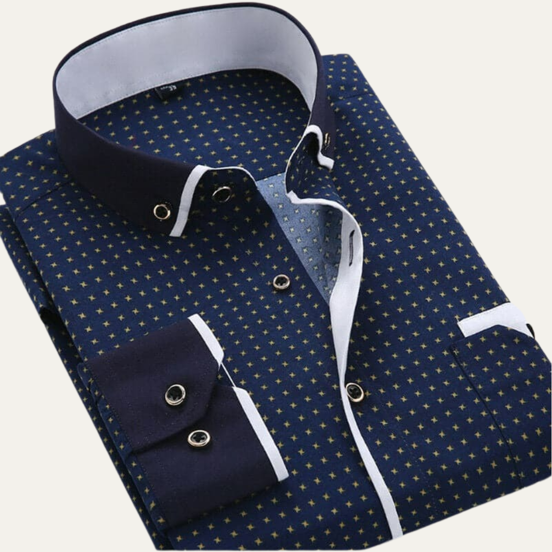 Men’s Micro Pattern Contrast Collar Dress Shirt