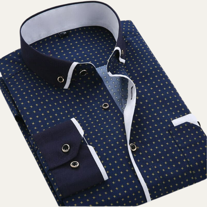 Men’s Micro Pattern Contrast Collar Dress Shirt