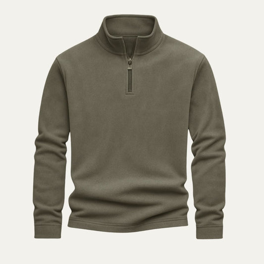 Men’s Textured Quarter Zip Stand Collar Pullover