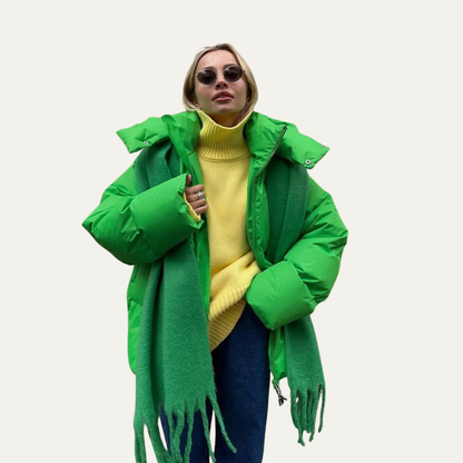 Women’s Oversized High-Neck Cropped Puffer Jacket