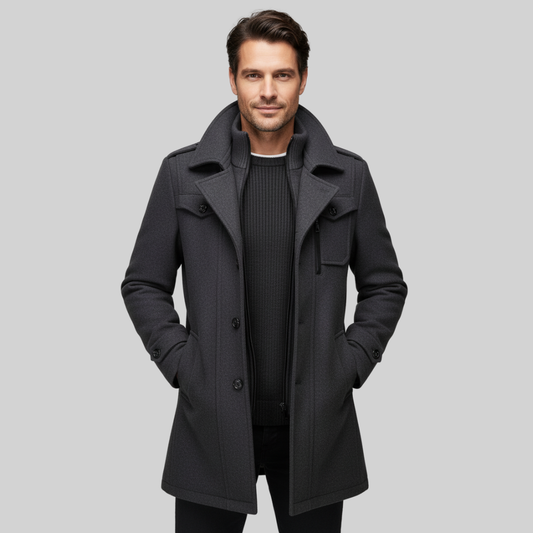 Slim Woolen Business Coat Gray