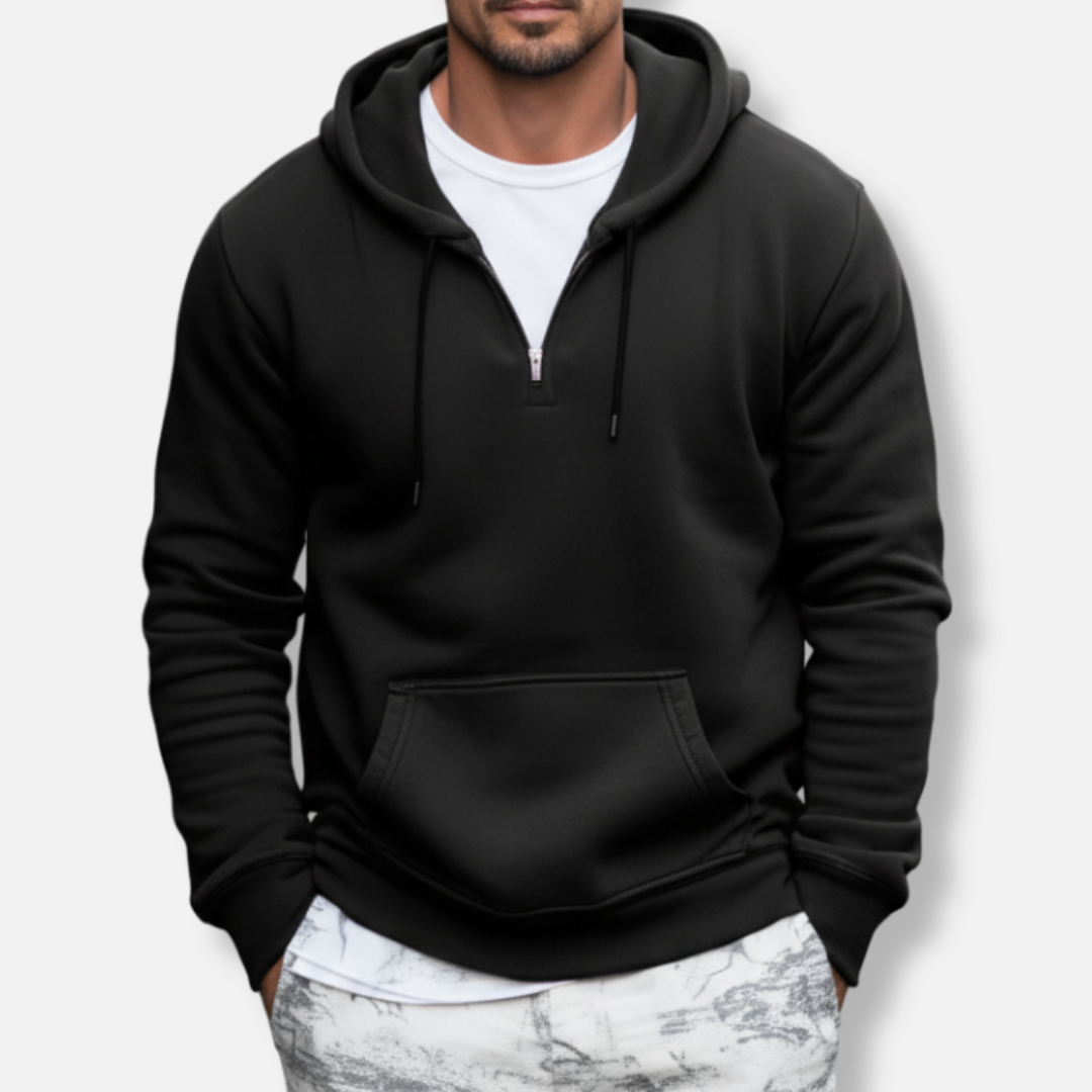 Men’s Hoodie – Relaxed Fit – Quarter Zip – Kangaroo Pocket Casual Wear