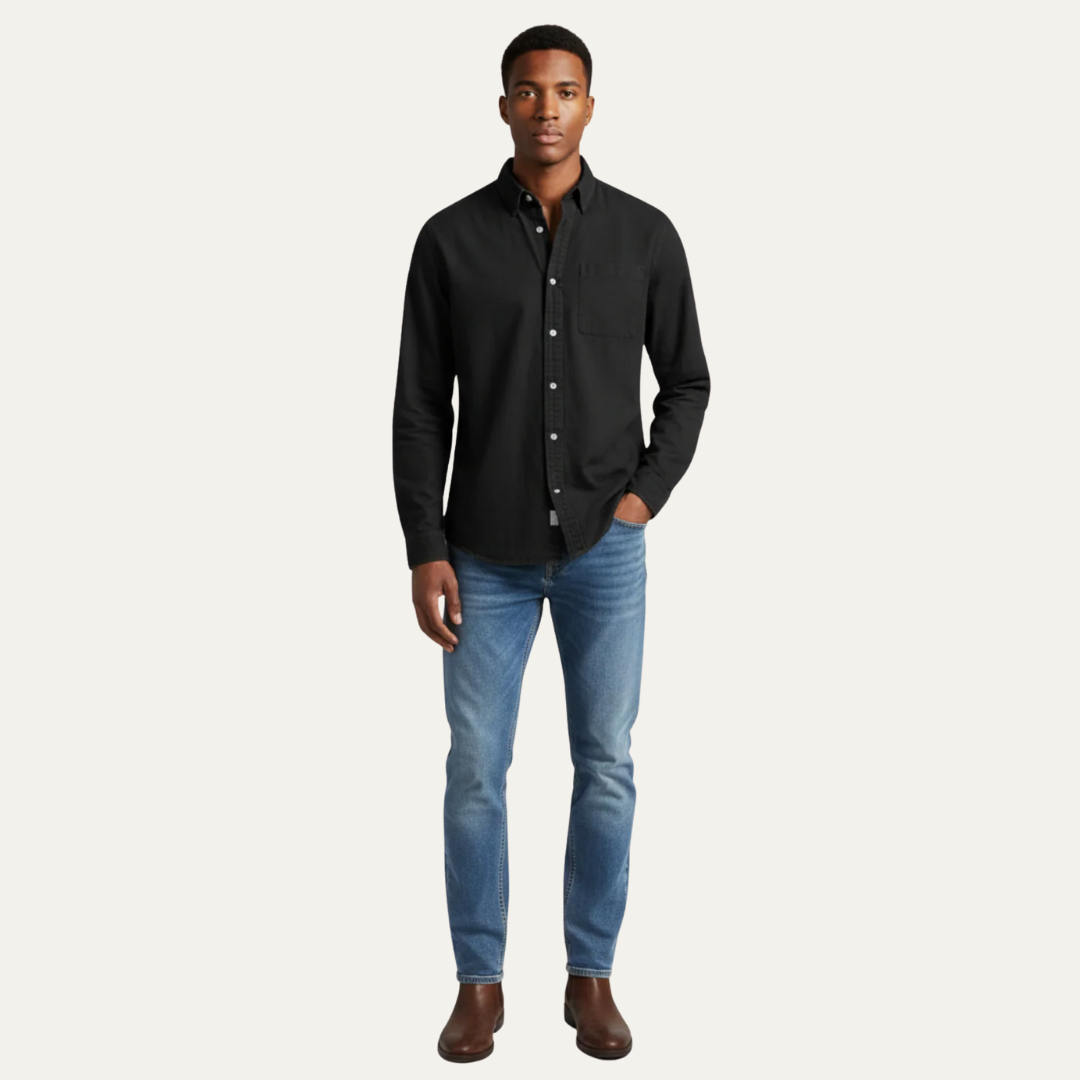 Men’s Casual Button Up Shirt and Denim Outfit Set