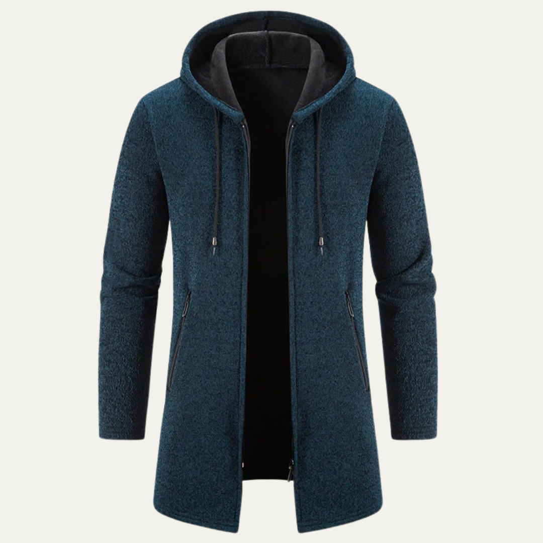Men’s Longline Textured Hooded Zip Jacket