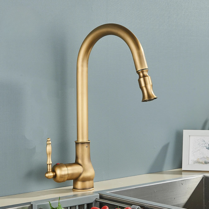 Classic Bronze Rotating Kitchen Faucet With Dark Finish - BritishElegance