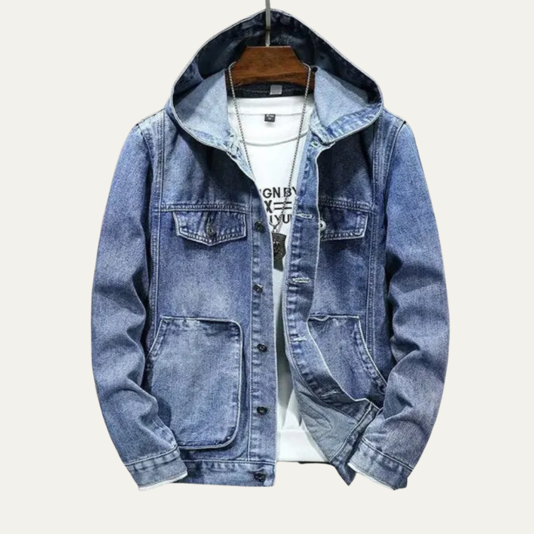 Men’s Hooded Denim Button Jacket