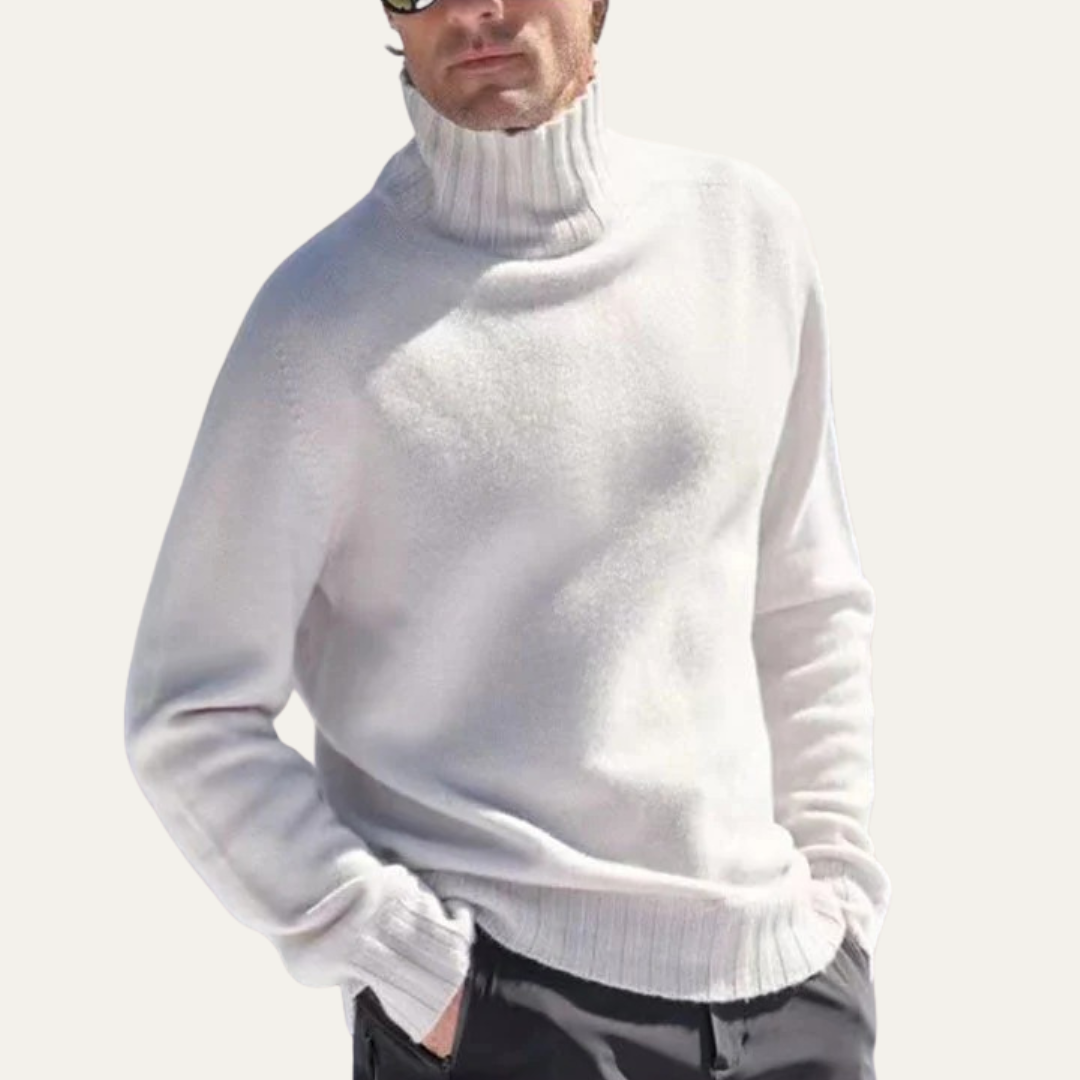 Men’s Ribbed Wool Turtleneck Knit Sweater