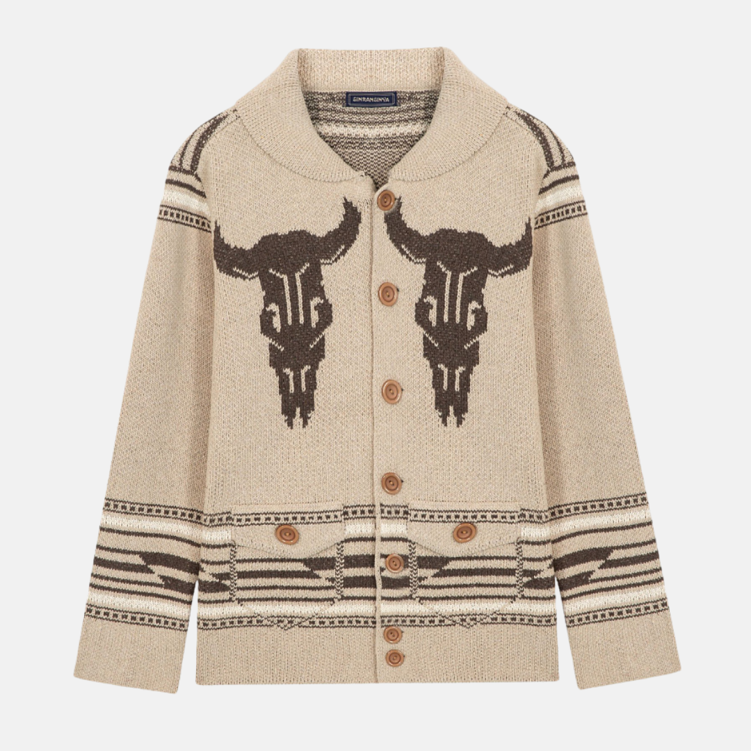 Men’s Coat – Shawl Collar – Western Motif – Patch Pockets