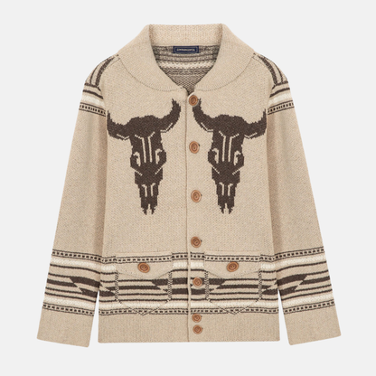 Men’s Coat – Shawl Collar – Western Motif – Patch Pockets