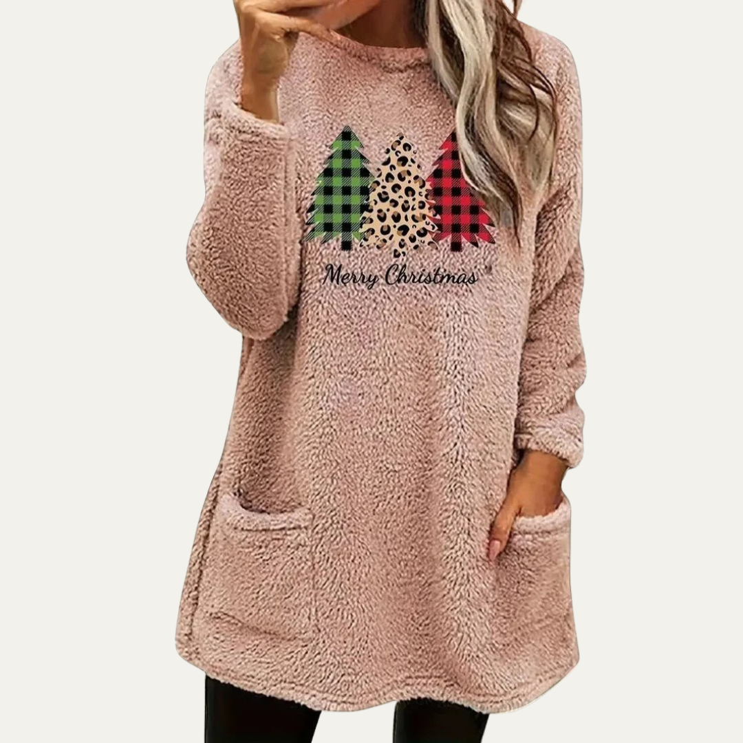 Women’s Fuzzy Christmas Tree Sherpa Lounge Top