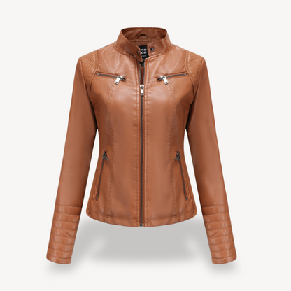 Classic Biker Faux Leather Jacket Women