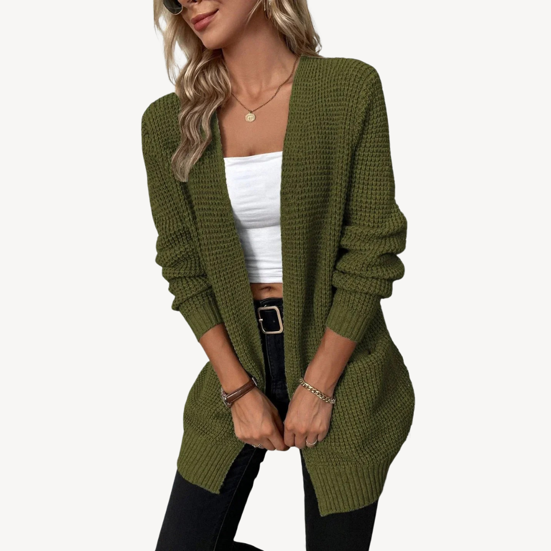 Ribbed Knit Cardigan with Pockets Women