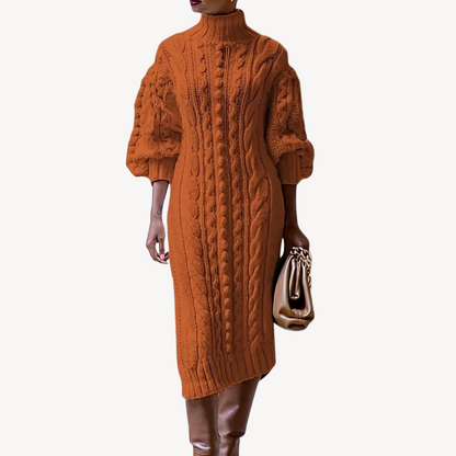 Cable Knit Turtleneck Dress for Women