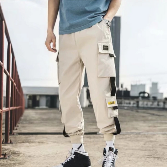 Relaxed Fit Cargo Pants with Multiple Pockets - BritishElegance