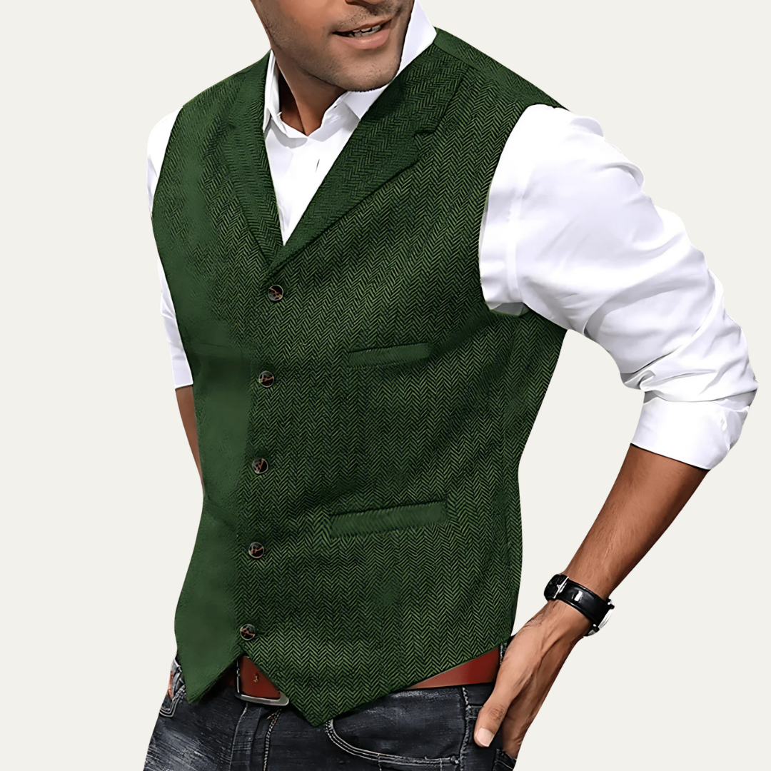 Men’s Herringbone Tailored Waistcoat