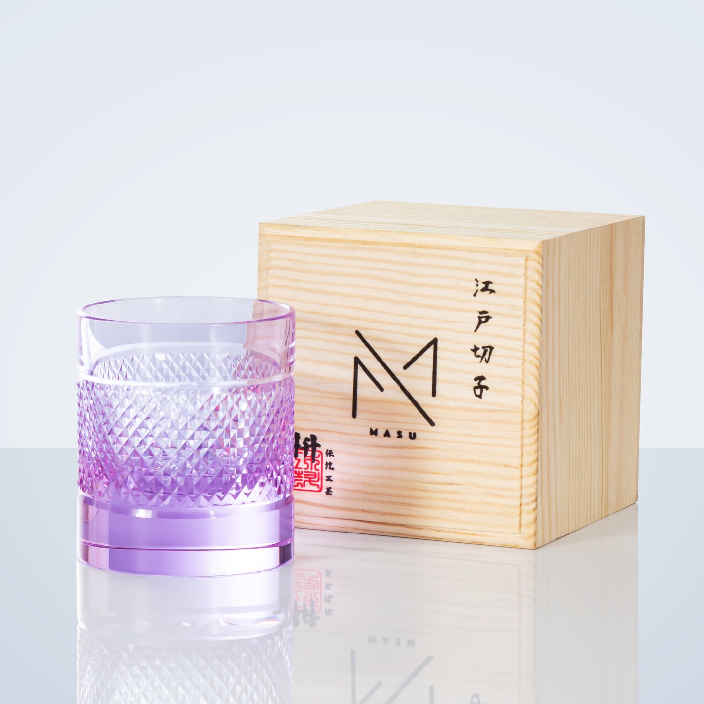 Colorful Diamond Whisky Glasses Set with Wood Gift Box