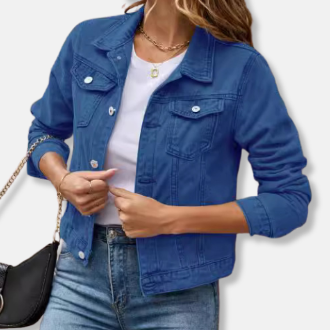 Isabella Denim Jacket | Slim Fit Cropped Denim Jacket