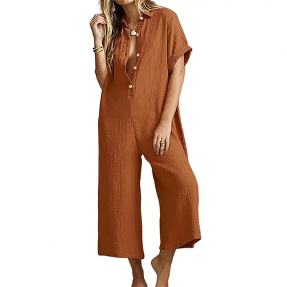 Summer Women's Button Front Romper - BritishElegance
