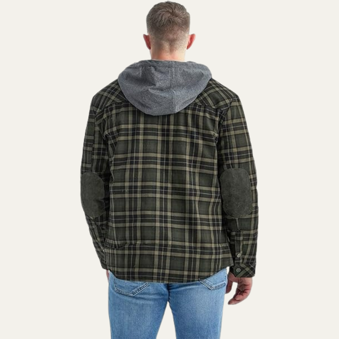 Men’s Hooded Plaid Flannel Shirt Jacket