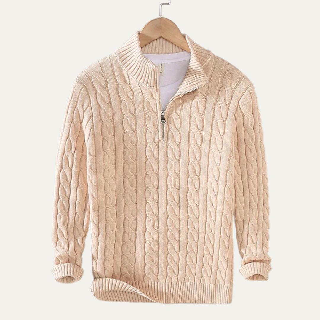 Men’s Heavy Cable Knit Design Sweater