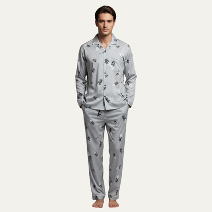 Men’s Window Pane Pattern Pajama Set