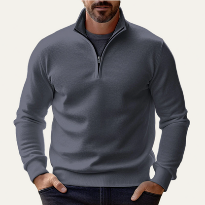 Men’s Stand Collar Quarter Zip Pullover Sweater