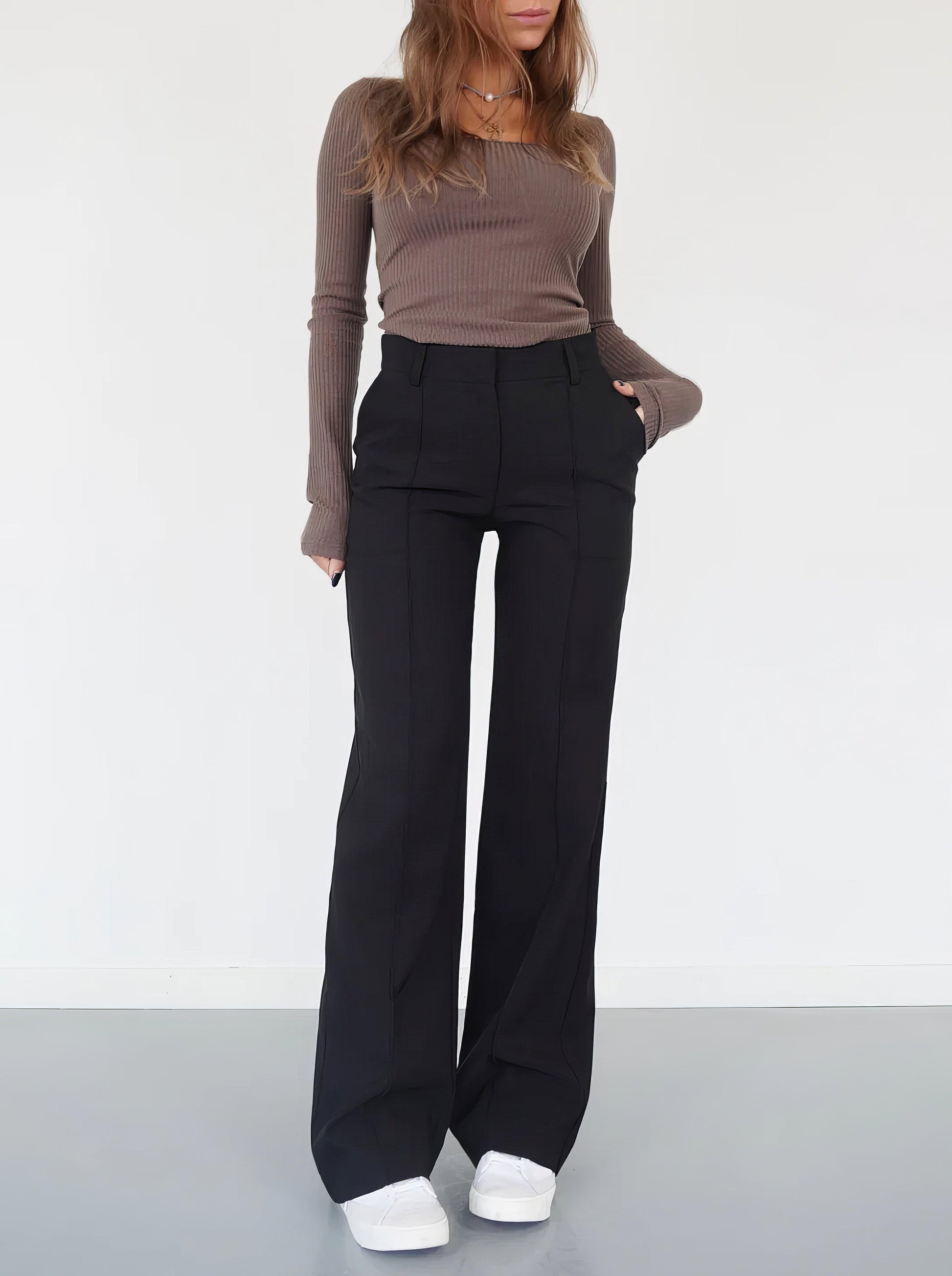 Stylish High Waisted Loose Fit Trousers - BritishElegance
