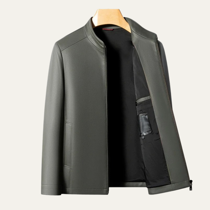 The Burford Men’s Premium Leather Casual Stand Collar Jacket