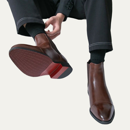 Men’s Sleek Leather Chelsea Boots with Cap Toe